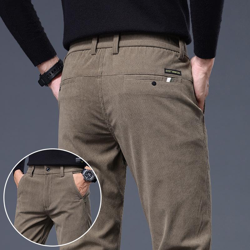 Toamnă și iarnă 2024 Pantaloni noi de catifea pentru bărbați, stiluri de toamnă și iarnă, brand la modă, pantaloni casual slim de afaceri, la modă și comozi