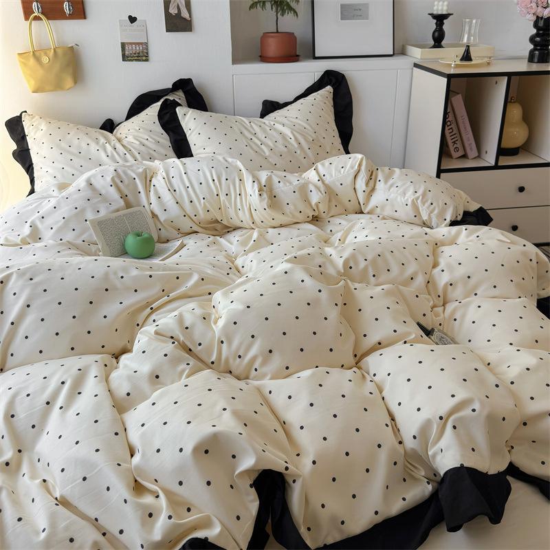 Skin-Friendly French Summer Bed 4Pcs Set, Super Soft Quilt Cover, Mattress Sheet Direct Sales