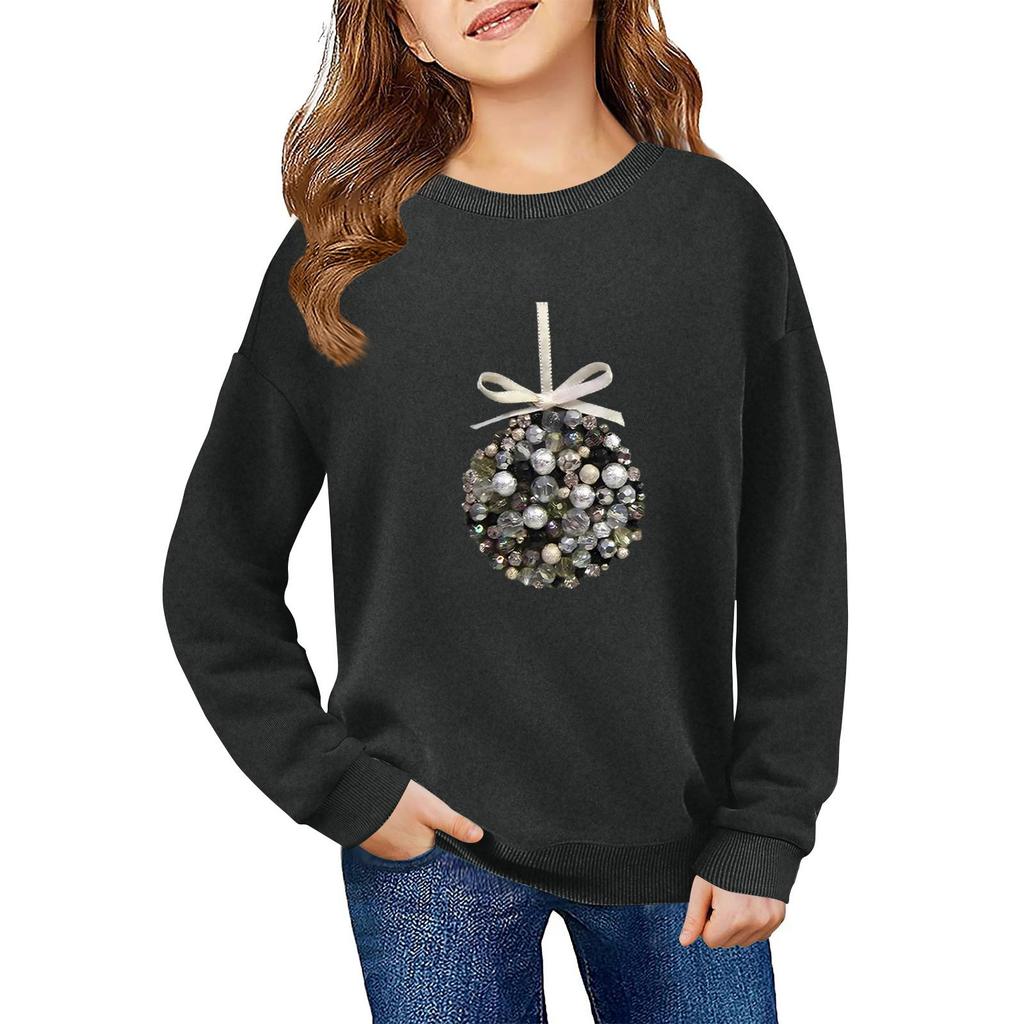 Children's Fashionable Casual Long-sleeved Loose Christmas Print Pullover Sweatshirt