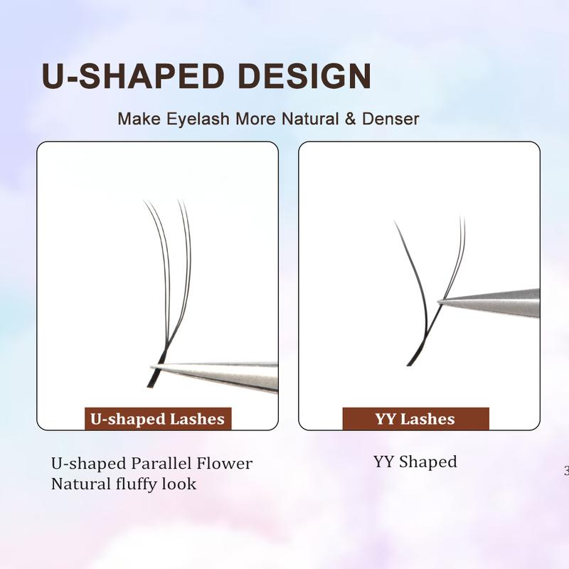 LASHINE U Shape YY Eyelash Extensions 12 Rows 0.07mm C/D Curl Mixed Length 8–14mm Premium Soft Handmade False Eyelashes