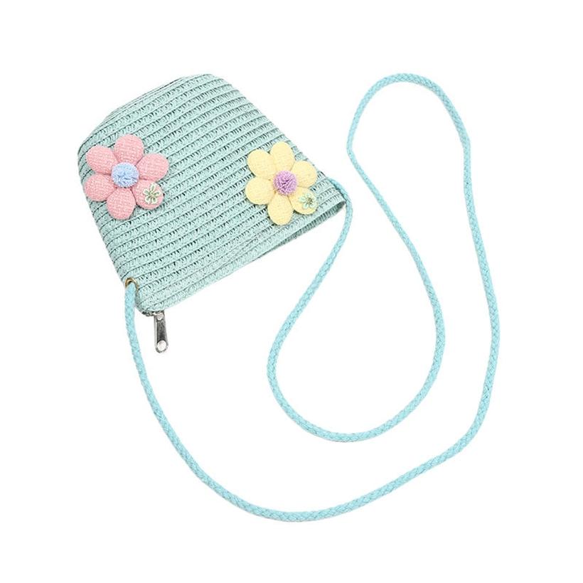 Cute Girls Kids Mini Straw Beach Shoulder Bag Lightweight Summer Crossboy Purse Small Wallet Handbag