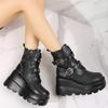 Large Size Thick-soled Wedge Knight Boots Women's Autumn and Winter New Round Head Side Zipper Martin Boots Rivet Women's Short Boots