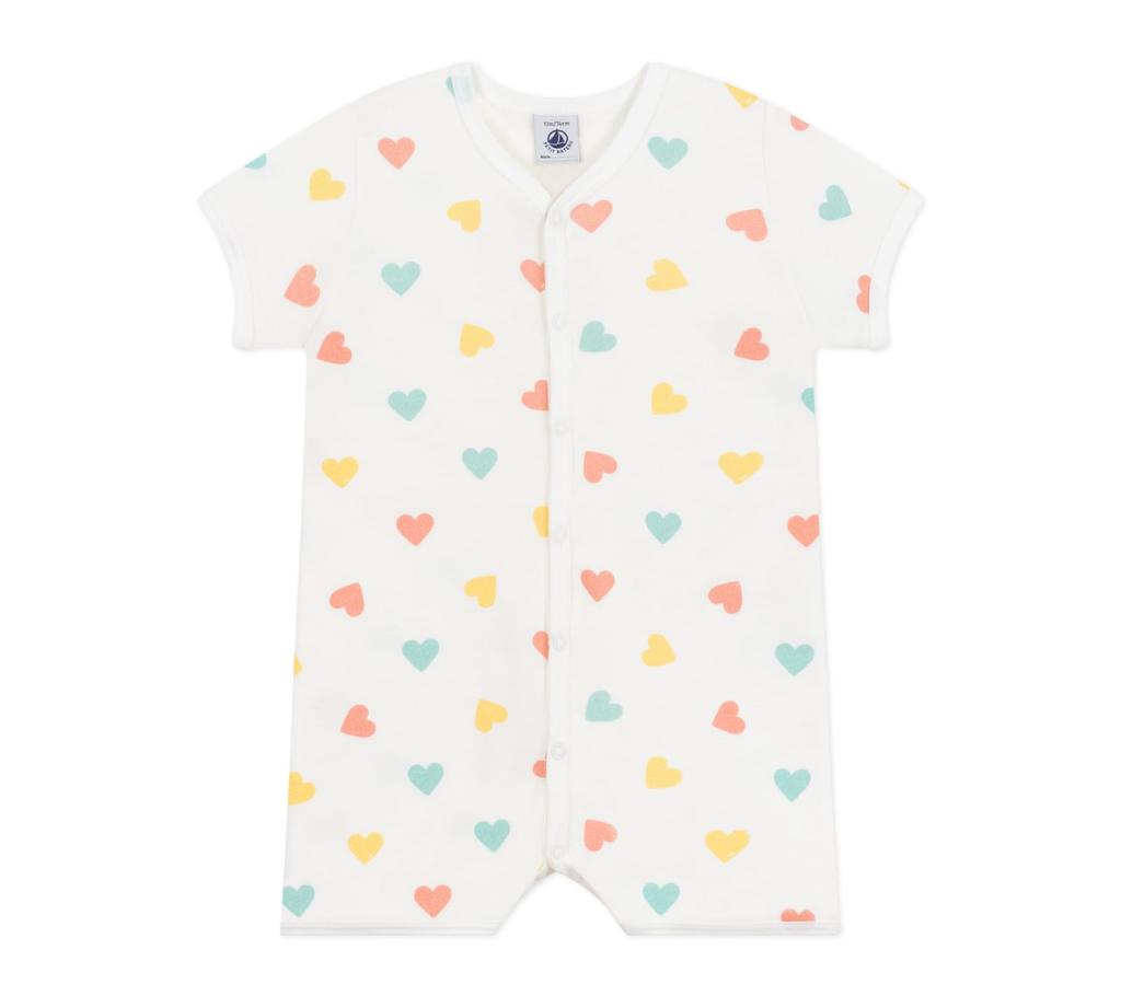 Short Romper A0CZ8 3 months 60cm [Petit Bateau] Off-white/Multicolor