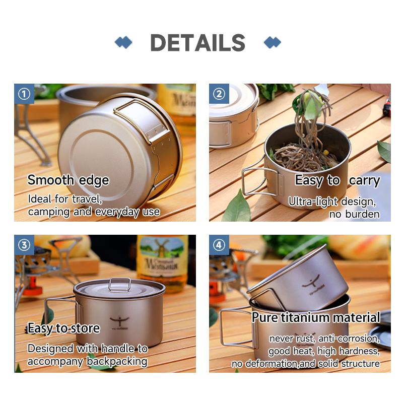 High Quality & Best Price Pots Set Cookware Set Cooking Outdoor Titanium Metal Bowl Saucer