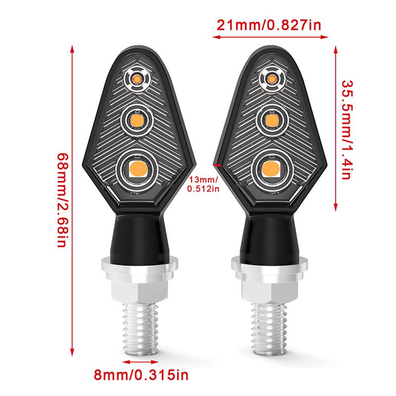 2Pcs Motorcycle Led Turn Signal Light Ip65 Waterproof Motorcycle Led Turn Signal Indicator 3 Led 12V Motorbike Accessories