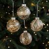 8cm Christmas Ornaments Ball Glitter Plastic Christmas Ball Pendant grid painted Golden border Christmas ornaments Hanging