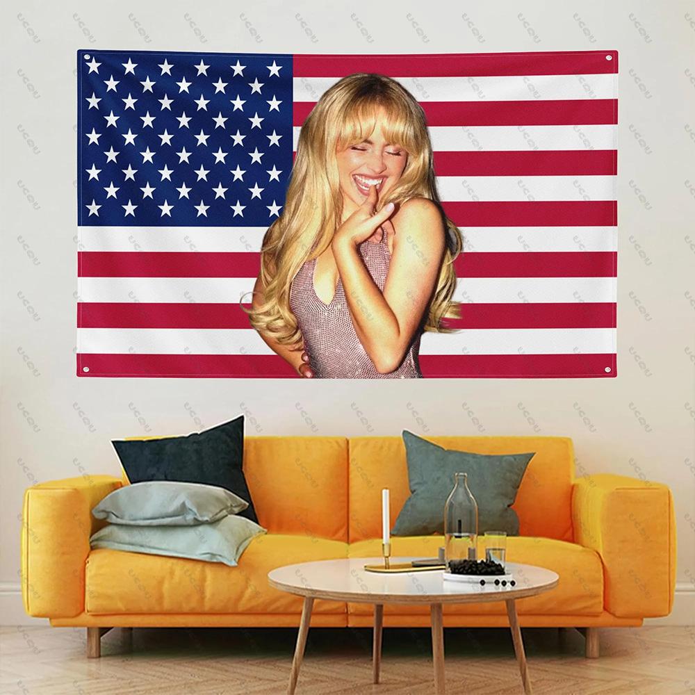 Jmg Household Supplies S-Sabrina C-Carpenter Usa Flag American Flag Tapestry Pop Star Room Decor Concert Banner Gift Fan Bedroom Dorm Wall Hanging Gift