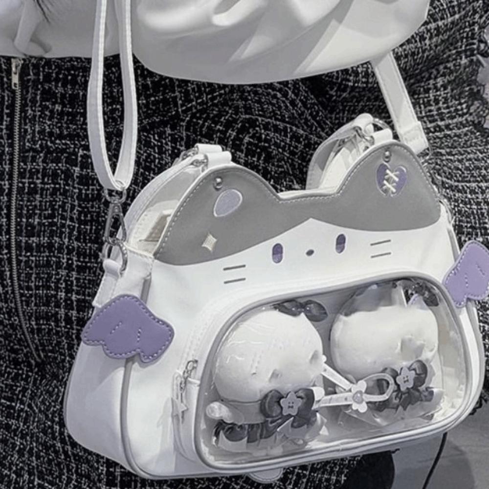 Baumwoll-Puppentasche Kawaii Katze Itabag Reißverschlusstasche Modische Rucksäcke Tragbar Transparente Tasche Reise