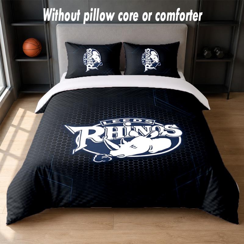 Leeds Rhinos Design Set Biancheria da Letto 1 Copripiumino + 2 Federe Morbido Traspirante Biancheria da Letto per la Casa