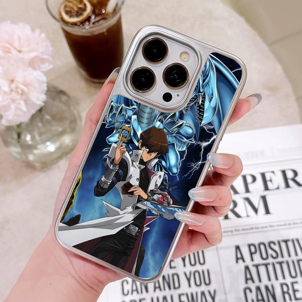 Yugioh Seto Kaiba Phone Case for iPhone 17 16 15 14 13 12 11 Air Pro Max Plus Electroplated Silver Cover