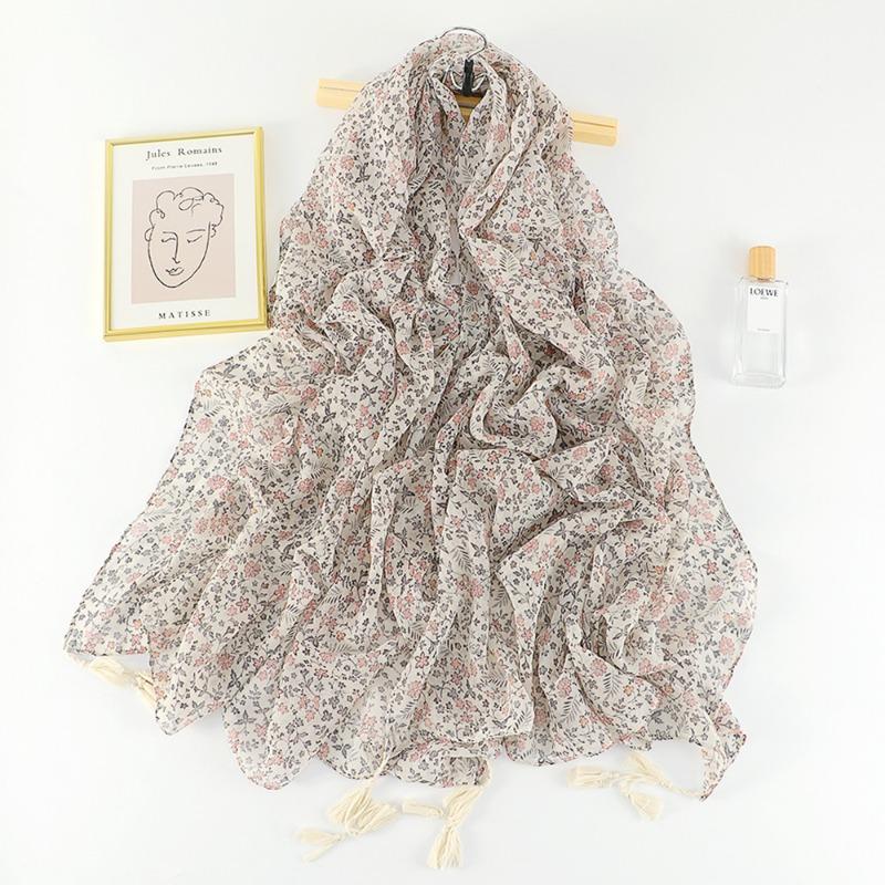 Autumn and winter small fresh rendering ink painting butterfly printing warm shawl, travel beach towel cotton and linen feel scarf