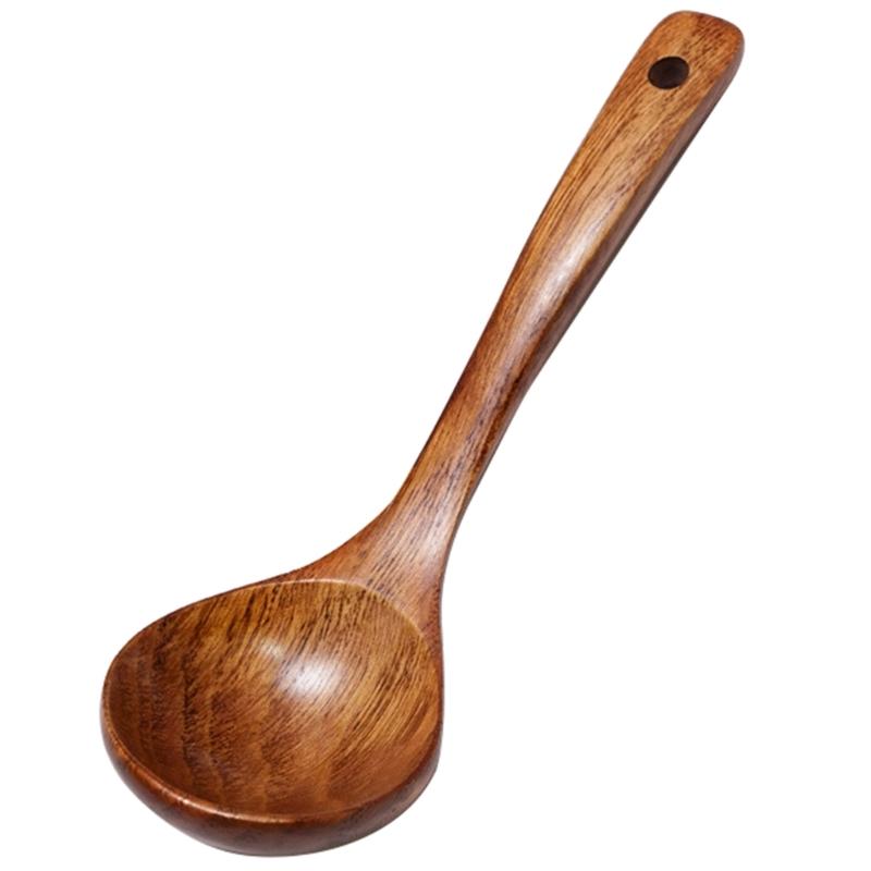 Wood Soup Spoon Kitchen Utensils Heat Resistants Spoon Serving Spoons Wood Texture Suitable for Household Kitchen Use