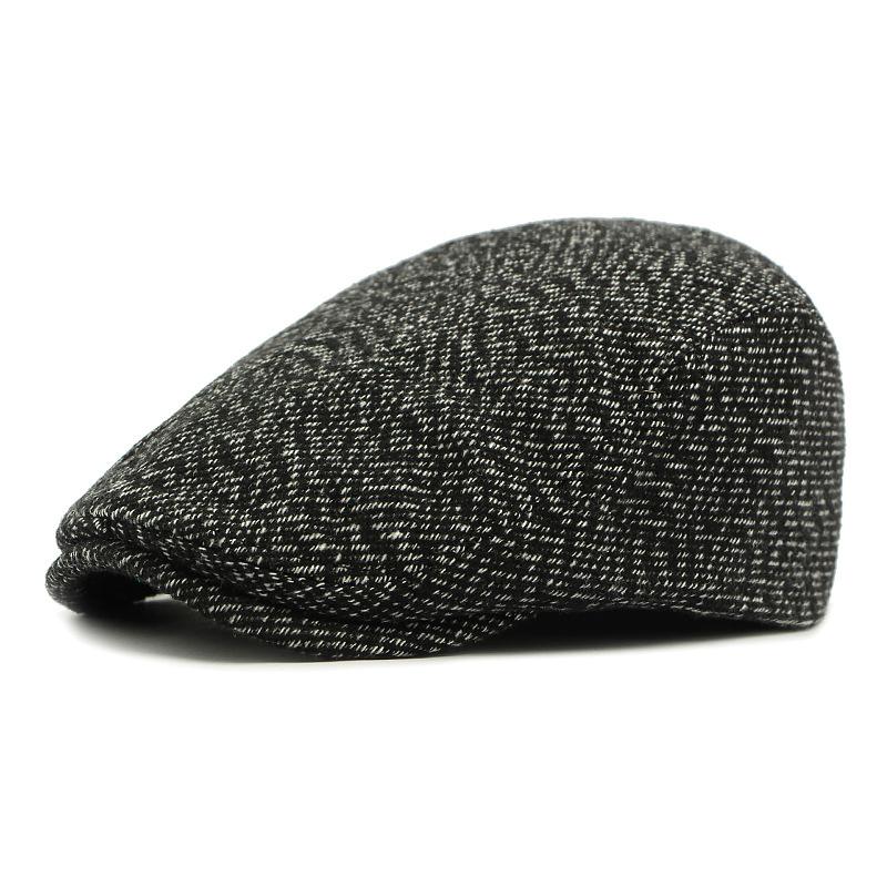 Men's Autumn Winter Peaked Cap Thick Warm Forward Cap Middle-Aged and Elderly Retro Beret