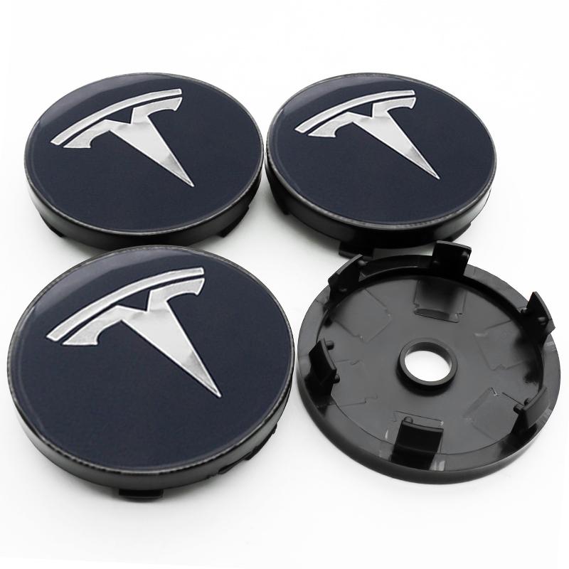 ALL1 4 Stück 56 60mm Auto Radnaben Kappe Reifenkappe 60mm Felgenabdeckung Aufkleber Abzeichen Emblem Zubehör Für Tesla Model 3 Model S X Model Y