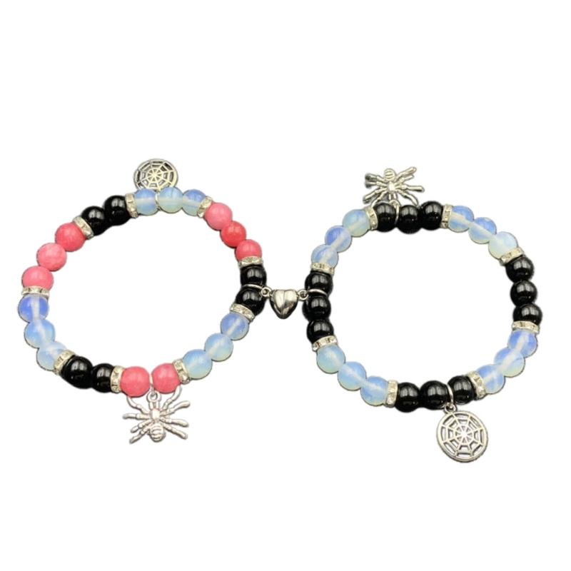 Halloween Spiders Couple Bracelet Trendy Heart Magnetic Matching Hand Jewelry