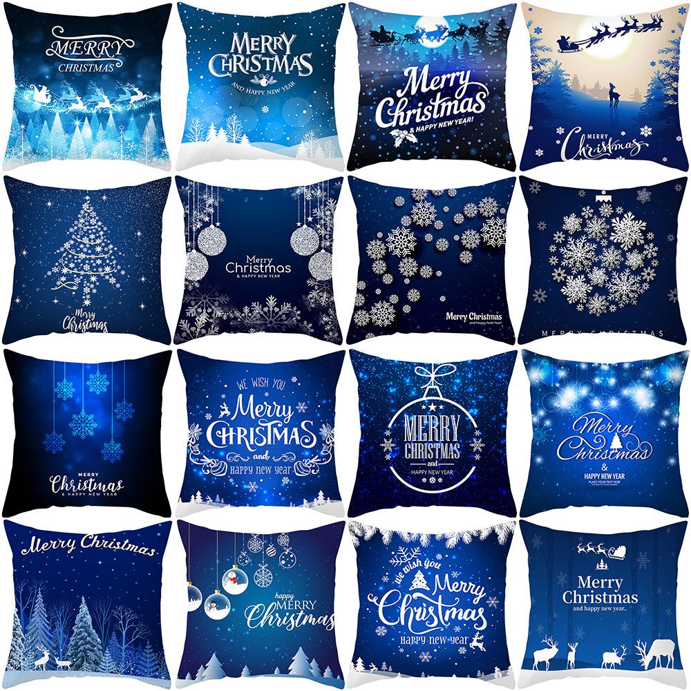 Blue Collection Sofa Car Office Cushion Cover Christmas Decoration Pillowcase Home Decor