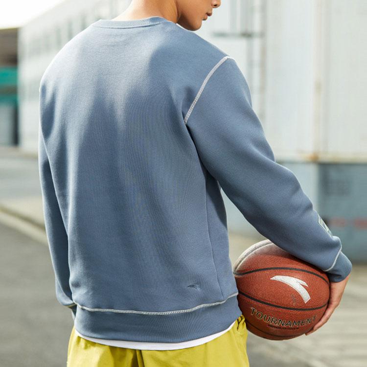 Anta Advanced Player Series Embroidered Loose Long Sleeve Sports Pullover Sweatshirt Unisex Tops Rabbit-Grey 952211701-3