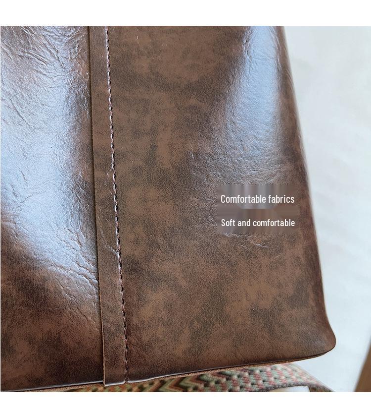 Korean Style Retro Square Bucket Bag - Versatile Large Capacity Crossbody for Women