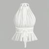 Halter Chiffon Vest Tops Sleeveless Women's Crop Top Fashion Lace-up Camisole  Summer