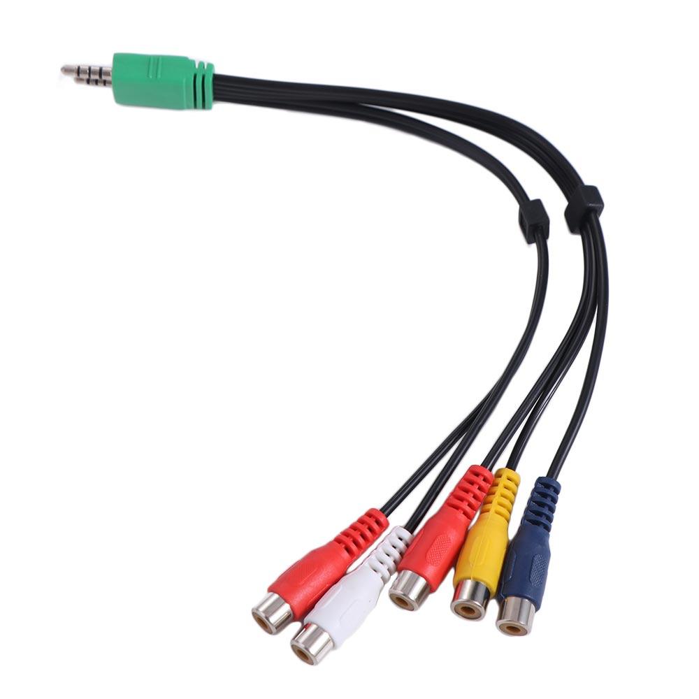 Component Video Signal Line 3.5mm + 2.5mm To 5RCA Adapter Cable for LCD/TV/DVD/Game Console