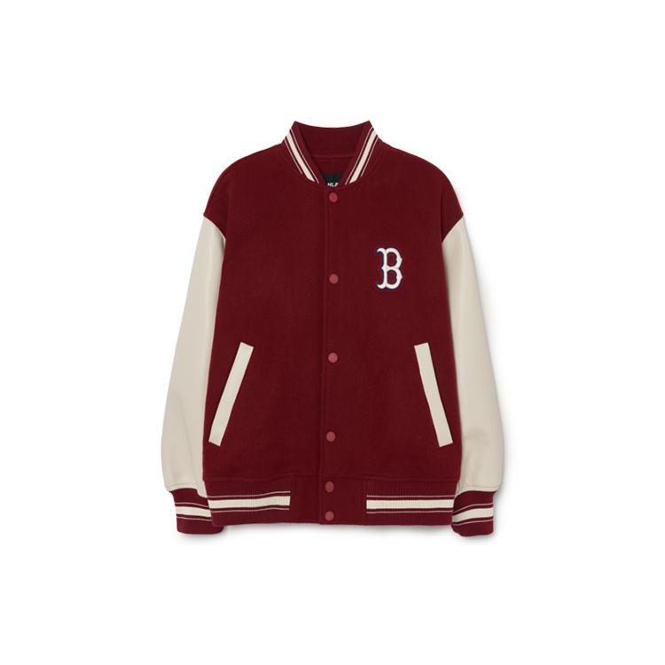 MLB Boston Red Sox Baseball Jerseys Unisex Burgundy Baseball Collar Thickened Straight Fit 3AJPB0131-43WIS S
