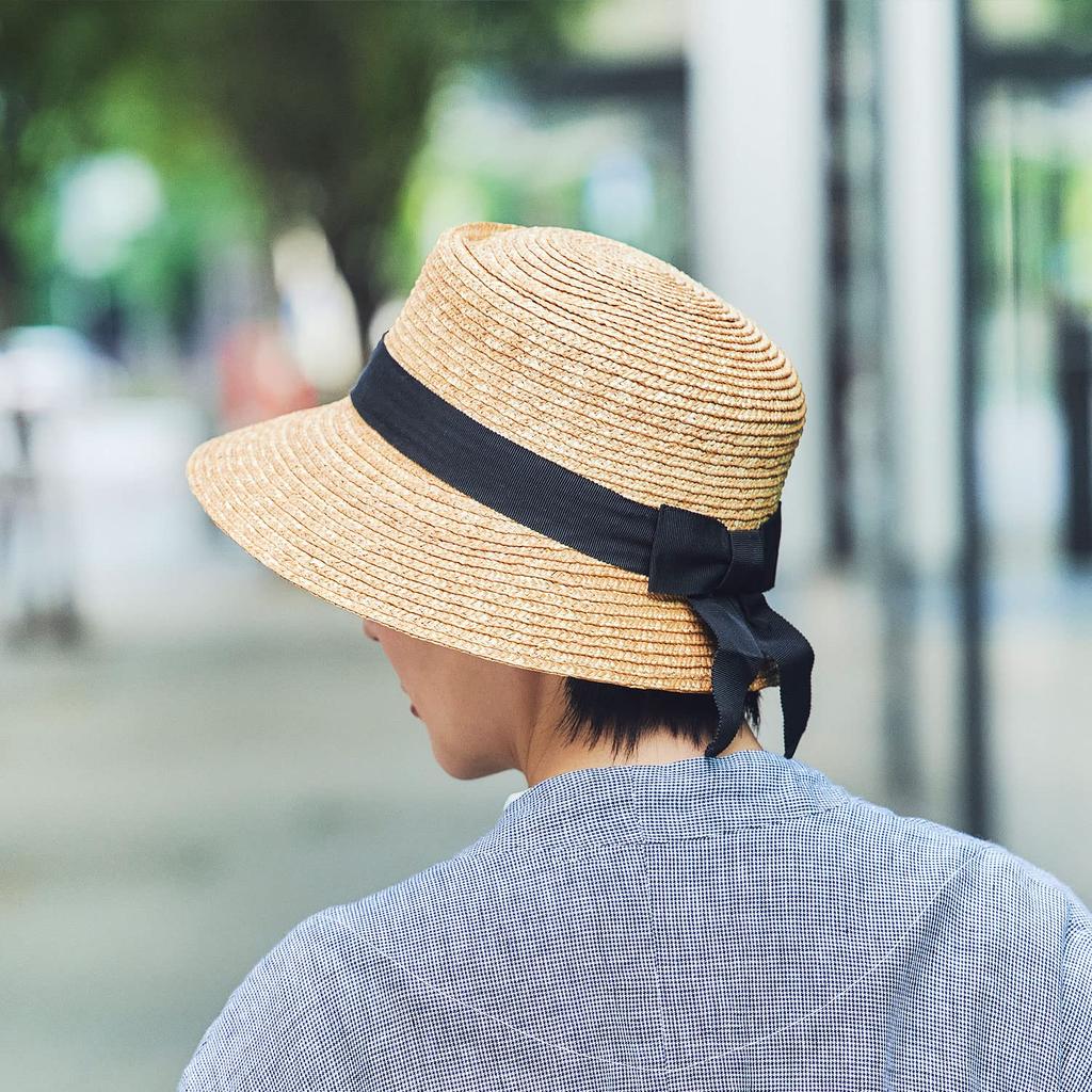 Alice Pork Pie Shaped Actress Hat Straw Hat Pork Pie Straw Hat Wide Brim Women Ladies Casual Made in (Tanaka Hat) 57.5cm (Hat Japan) UK-H068 (Natural)