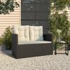 Vidaxl Garden Bench with Cushions, Black, 105 Cm, Poly Rattan