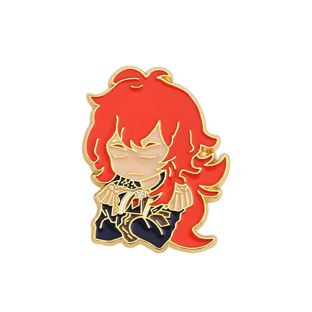 

Game Genshin Impact Brooch Diluc Barbara Fischl Klee Paimon Cartoon Character Pins Badge Jewelry Accessories Gift for Fans