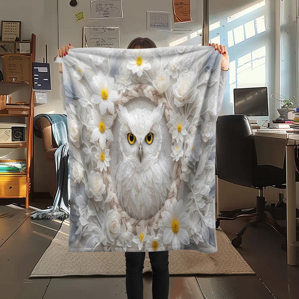 1Pc owl Print Flannel Blanket, High quality Comfortable for All Seasons, Home Decor, Warmth and Comfort, Perfect for Christmas Gifts W67