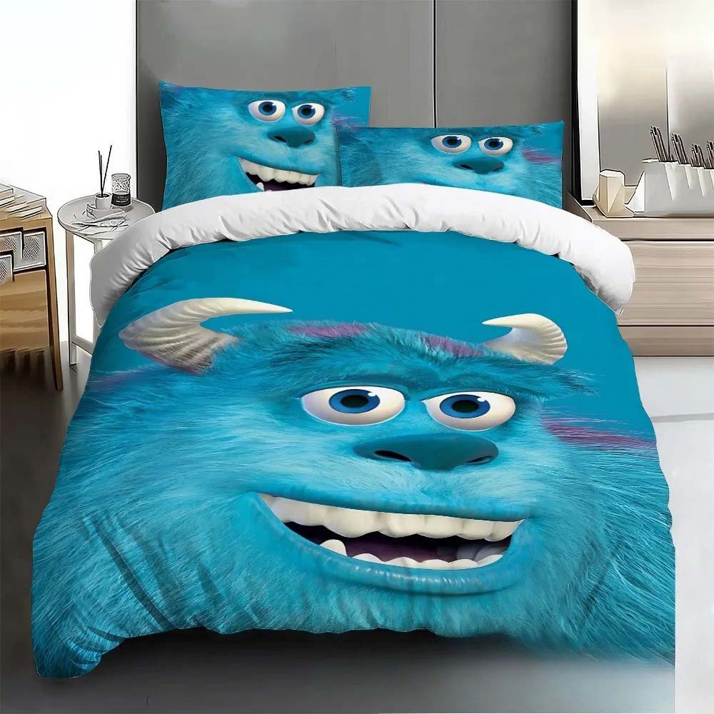 Monster University Bettbezug Kissenbezug Monster AG Bettwäscheset Erwachsener Junge Mädchen Schlafzimmer Dekoration Kindergeschenk