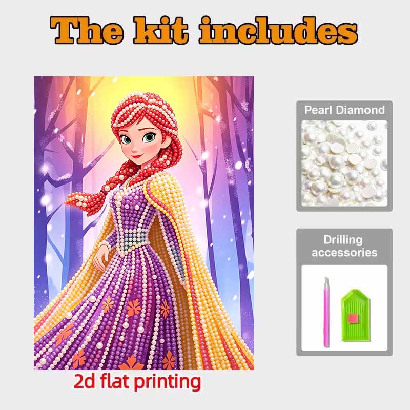 Disney Pearl Painting Princess Anna DIY Pearl Art Pearl Painting Kit Pearl Art Painting Wall Suitable for Home Office Decoration Handmade Gifts