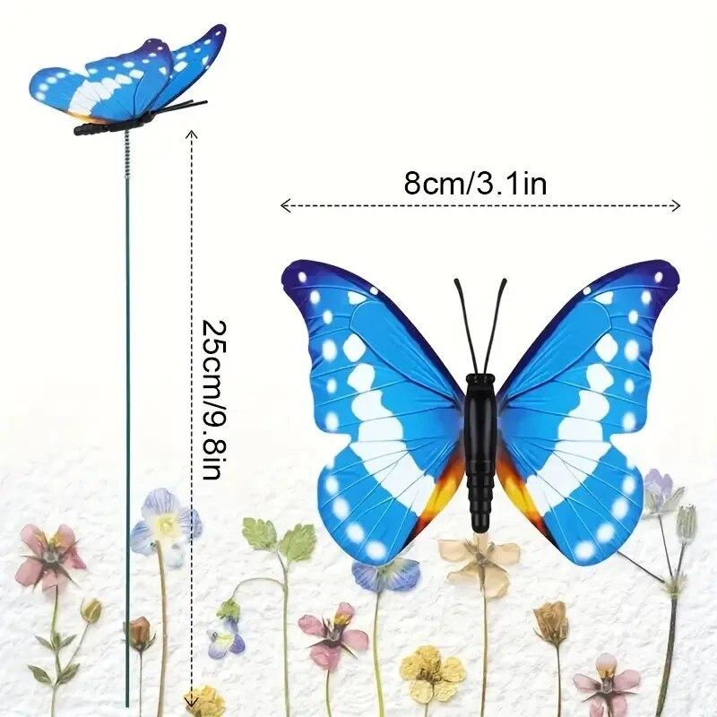 Luminous Butterfly Gardening Butterfly Pole Decoration 8cm Garden Decoration Lawn Decoration PVC Home Decoration 25PCS