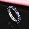 Huitan Single Circle Blue Cubic Zirconia Ring for Female Versatile and Stackable Daily Finger Jewelry for Women Fashion Gift