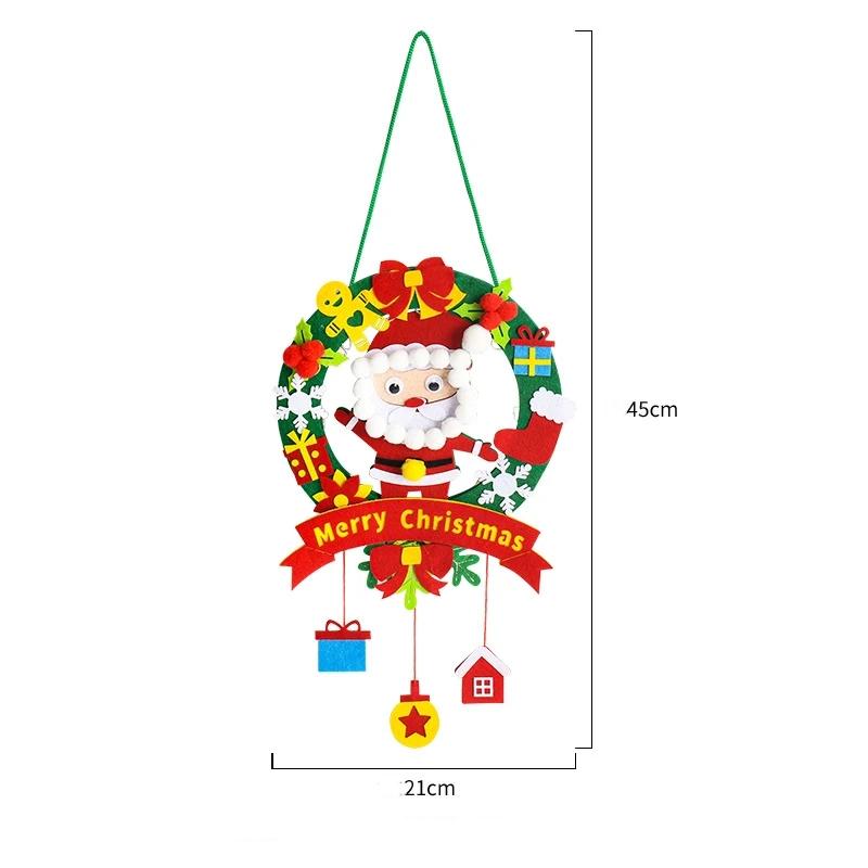 1-10PCS Christmas Light Up Wreath Handmade Diy Hanging Wind Chime Felt Handmade Pendant Christmas Crafts Christmas Decoration