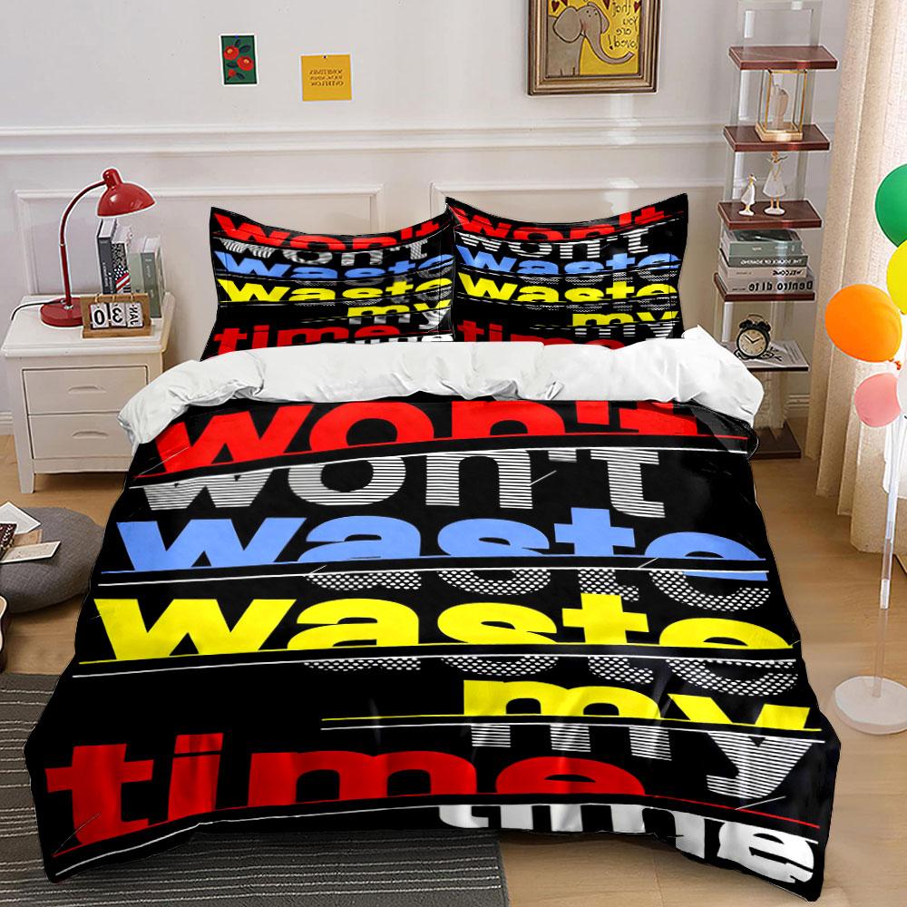 Bold Colorful Text Design. Bedding Sets Duvet Cover Sets Duvet Covers Pillowcases(1 * Duvet Cover 2 * Pillowcases Without Duvet Insert)