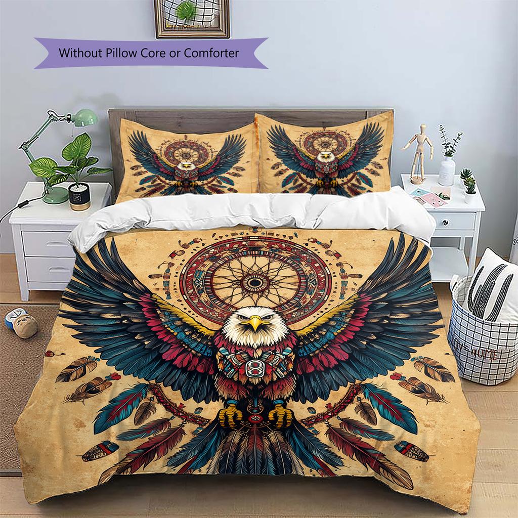 Vintage eagle Pattern Bedding Home Decoration Birthday Gift (1 * duvet cover + 2 * pillowcase, without core)