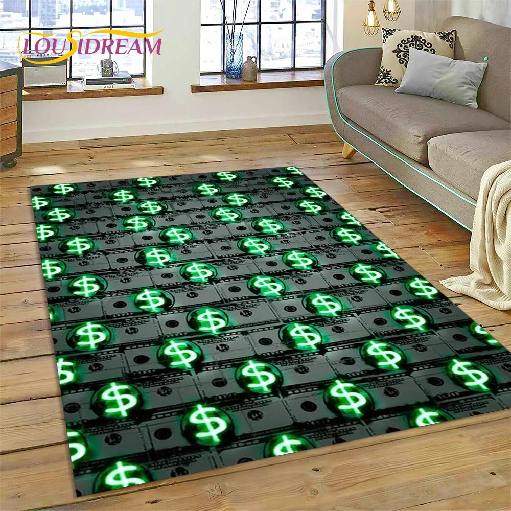 דולר אירו פאונד כסף עשיר שטיח אזור מצויר, שטיח שטיח לסלון ביתי חדר שינה ספה קישוט שטיחון כניסה, שטיח רצפה מונע החלקה לילדים