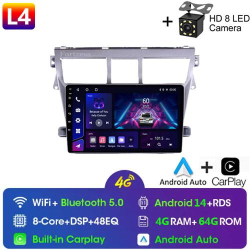 Android Auto Wireless CarPlay For Toyota Vios Yaris 2007 - 2012 Car Radio 2 Din BT Navigation GPS Multimedia Player Stereo