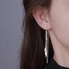 Silver Chic Leaf Tassel Long Stud Earrings for Women Fashion Jewelry Minimalist Accessories