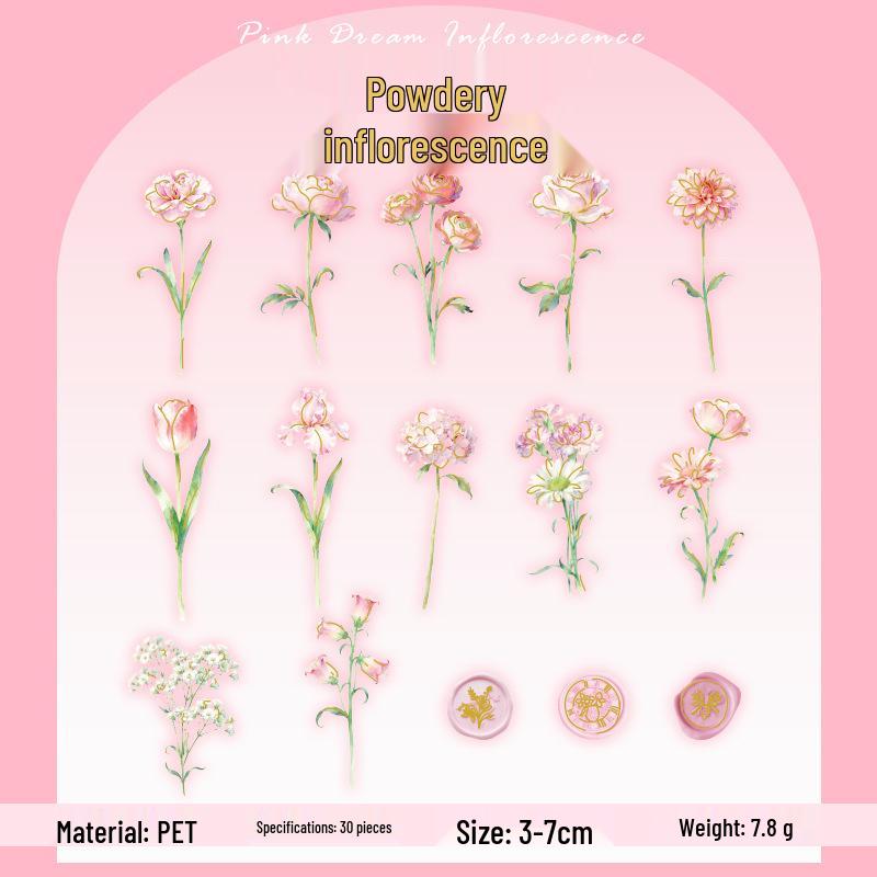 Yuxian Floral Hot Stamping Sticker Set: Creative Flower Simulation for Journals, DIY Bookmarks, and Decorative Seals