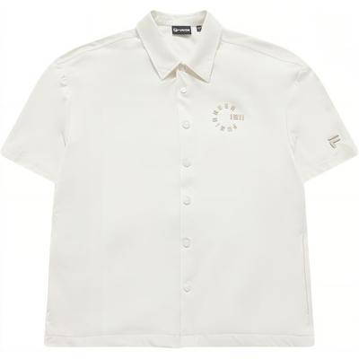 SS24 Einfarbiges Logo Outdoor Locker Gewebtes Kurzarmhemd Unisex-Hemden Rauchweiß T11U423401F-IV