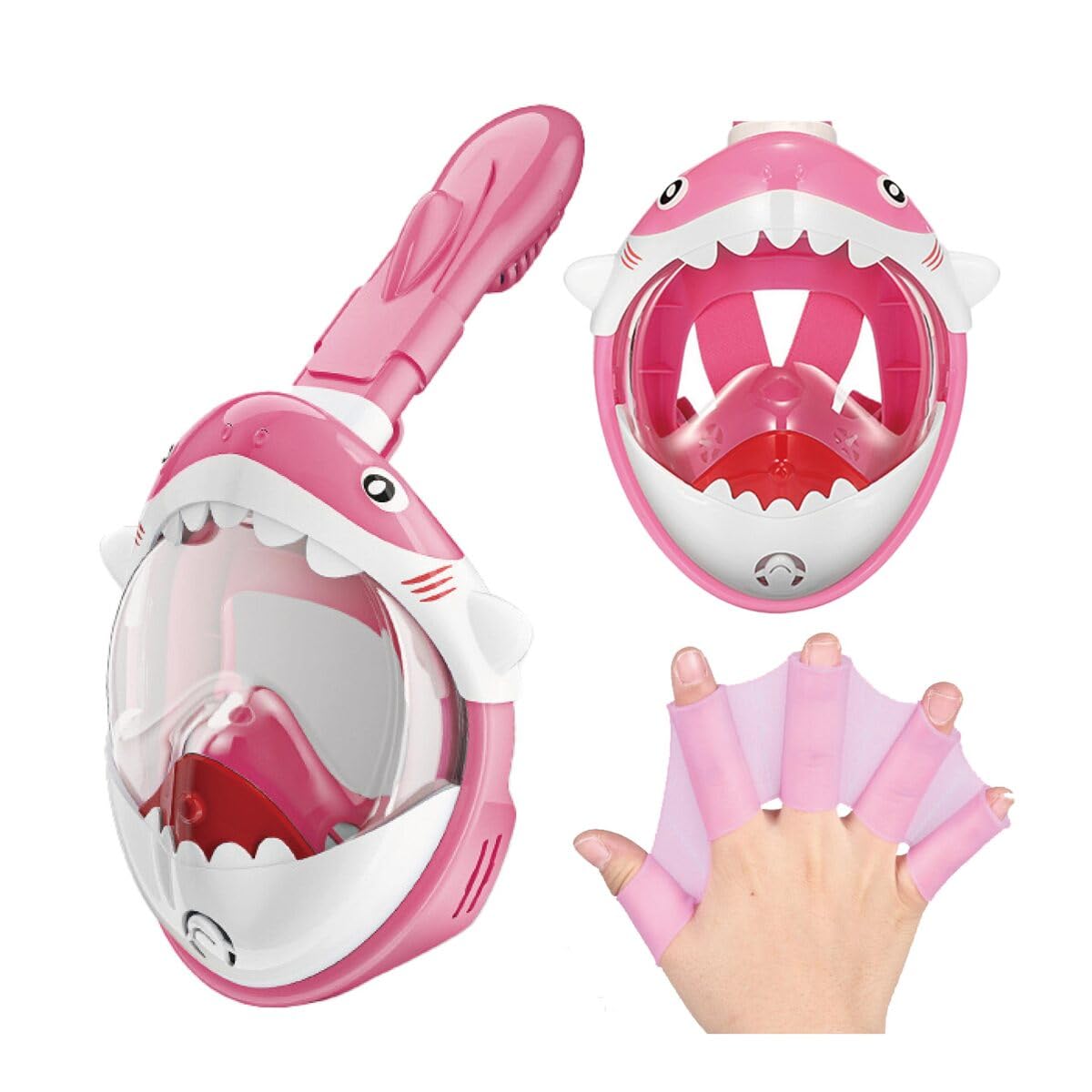 

ласты трубка подводный прозрачный полнолицевой акула розовый [Бонус в комплекте] Детская маска, очки, водонепроницаемый, антизапотевающий, видимость, сноркелинг, маска,