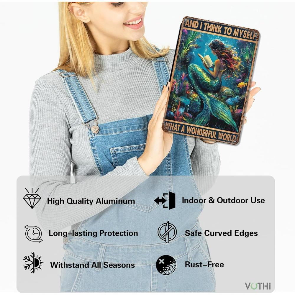 Vintage Metal Tin Sign Funny Mermaids Sea Decor Wall Art Sign