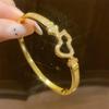 18K Gold Plated Zircon Oval Textured Bangle - Luxury High-End Bracelet for Fashion and Commuting