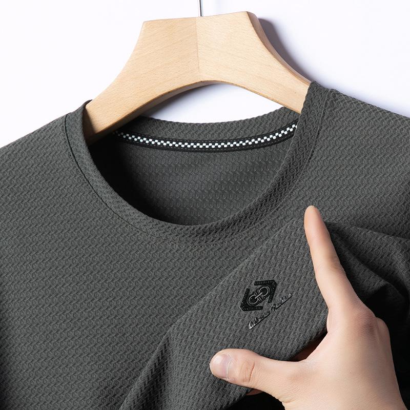 Crew Neck Short-Sleeved T-Shirt Medium Men'S Casual Clothes Thin Polo Shirt