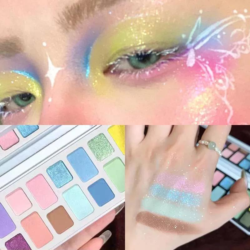 2026 New Summer Dopamine Colorful Eyeshadow Palette Multi-Color Blue-Purple Eyeshadow Macaron Makeup Artist Special Edition