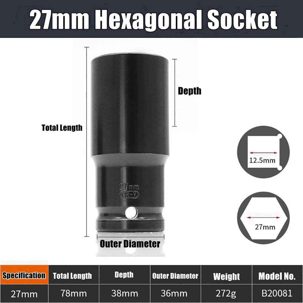 1Pcs 9-32mm Impact Wrench Drive Socket Electric Hex Standard Socket Head Adapter  Tire Removal Tool