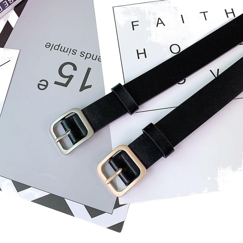 Casual Modern Pu Belt Featuring Sleek Square Buckle For Students And Fashion Enthusiasts