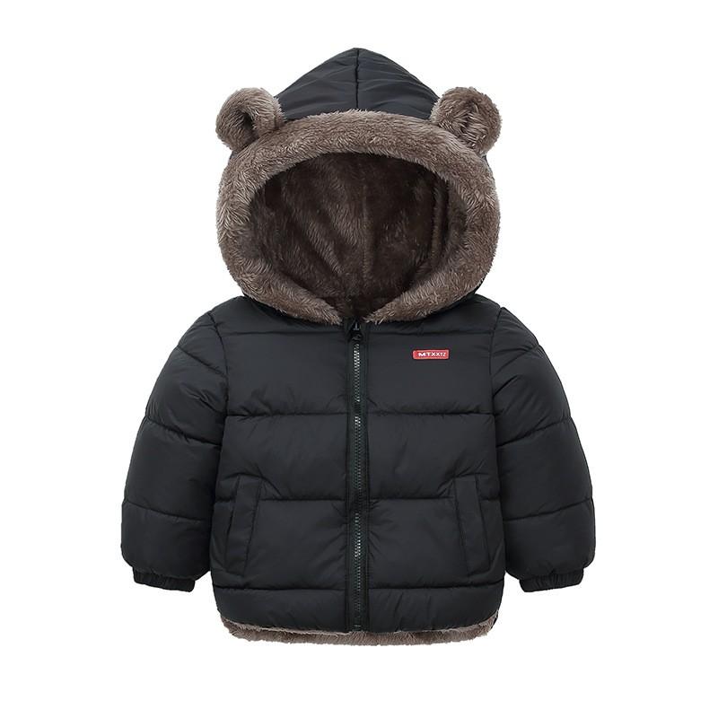 2026 Kids Thick Puffer Jacket With Hood Cartoon Print Warm Cotton Coat Boys Girls 3-8 Years Winter