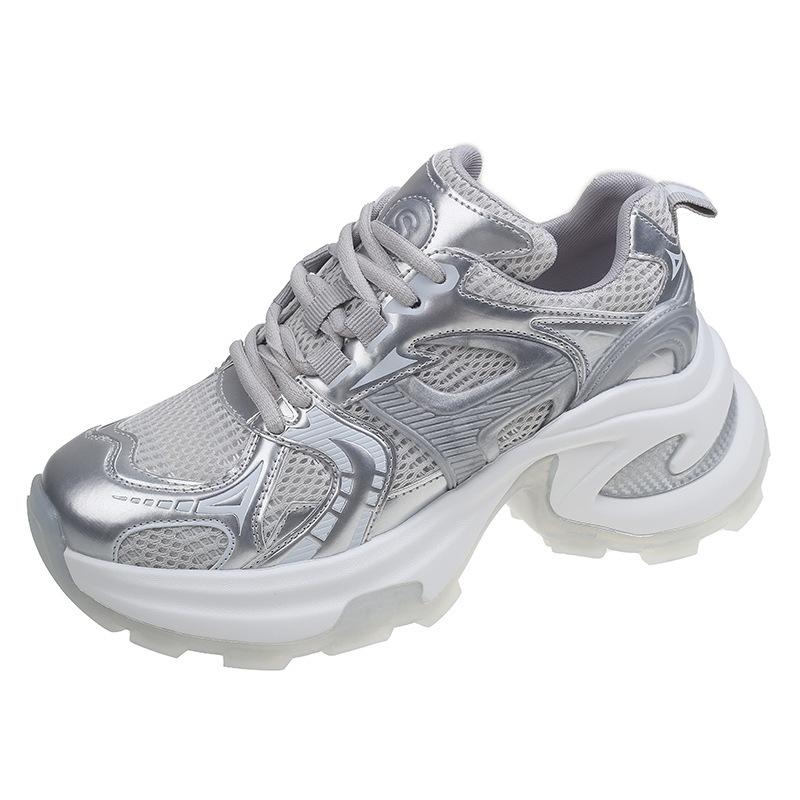 Breathable Mesh Soft Bottom Pops Shoes Spring and Summer Thin Section Thick Bottom Sports Casual Ins Tide Female